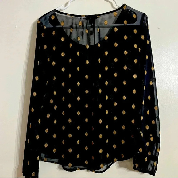 Lucky brand  black/ gold sheer women’s top size medium - Picture 1 of 6